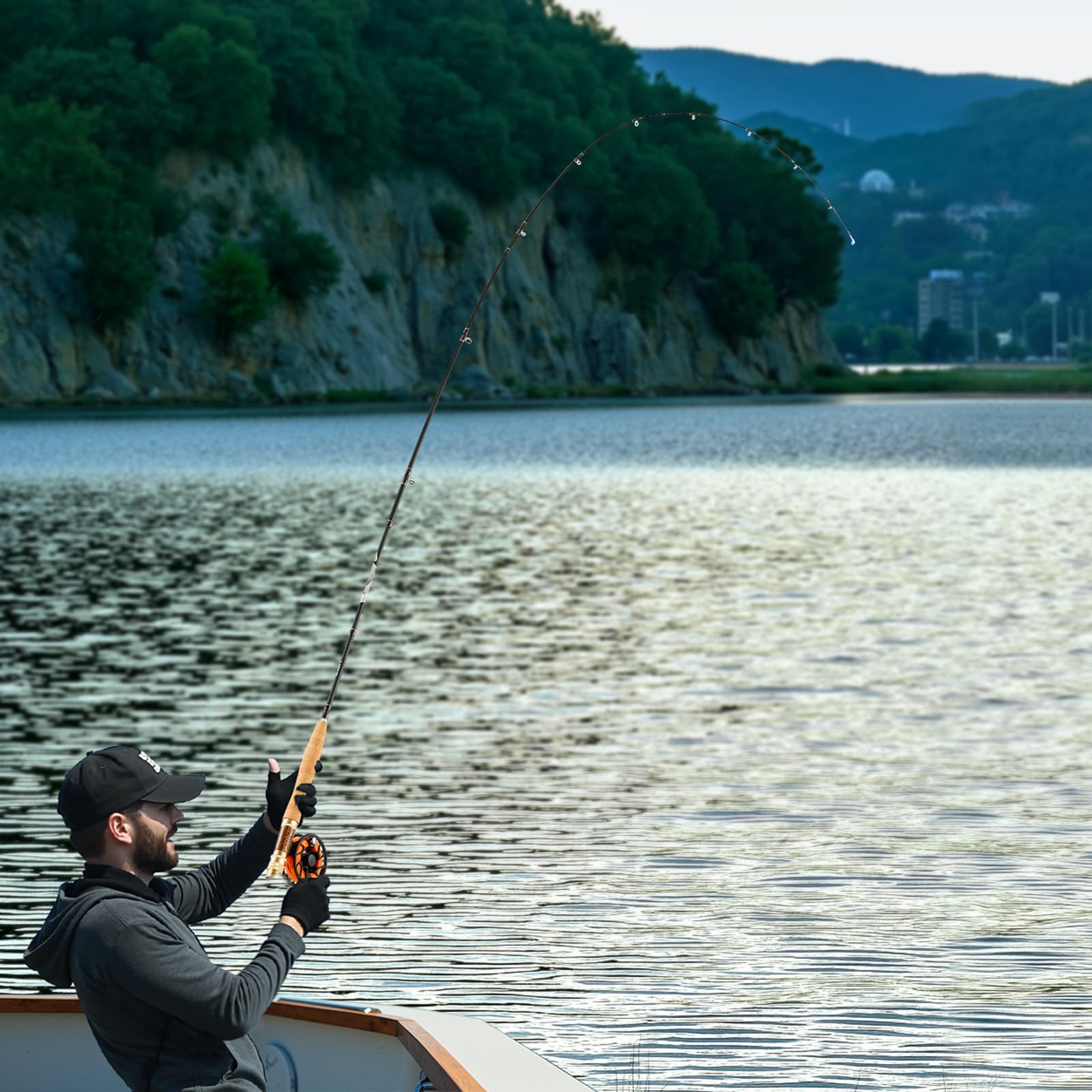 VEVOR Set de Pesca con Mosca, Caña y Carrete de Carbono IM7, con Bolsa para Caña, Caja de Aparejos, 6 Anzuelos de Cola Corta y 4 de Cola Larga, Ideal para Viajes y Vacaciones, 2750 x 115 x 50 mm