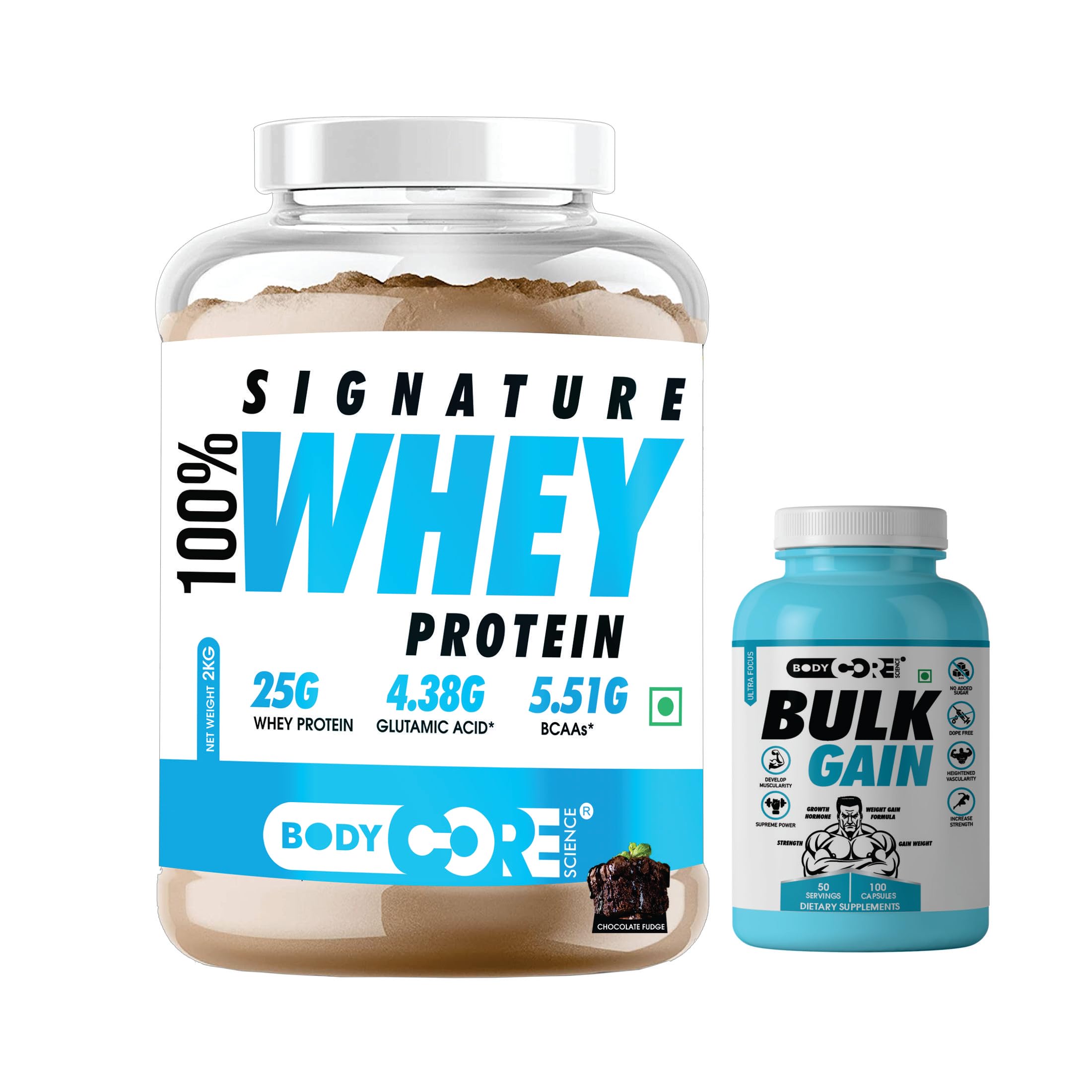 Body Core Science Signature 100% Whey Protein Powder-2KG With BCS Bulk Gain-100 Capsules (Chocolate Fudge) (B0D5VLGCMJ) Amazon Price History, Amazon Price Tracker