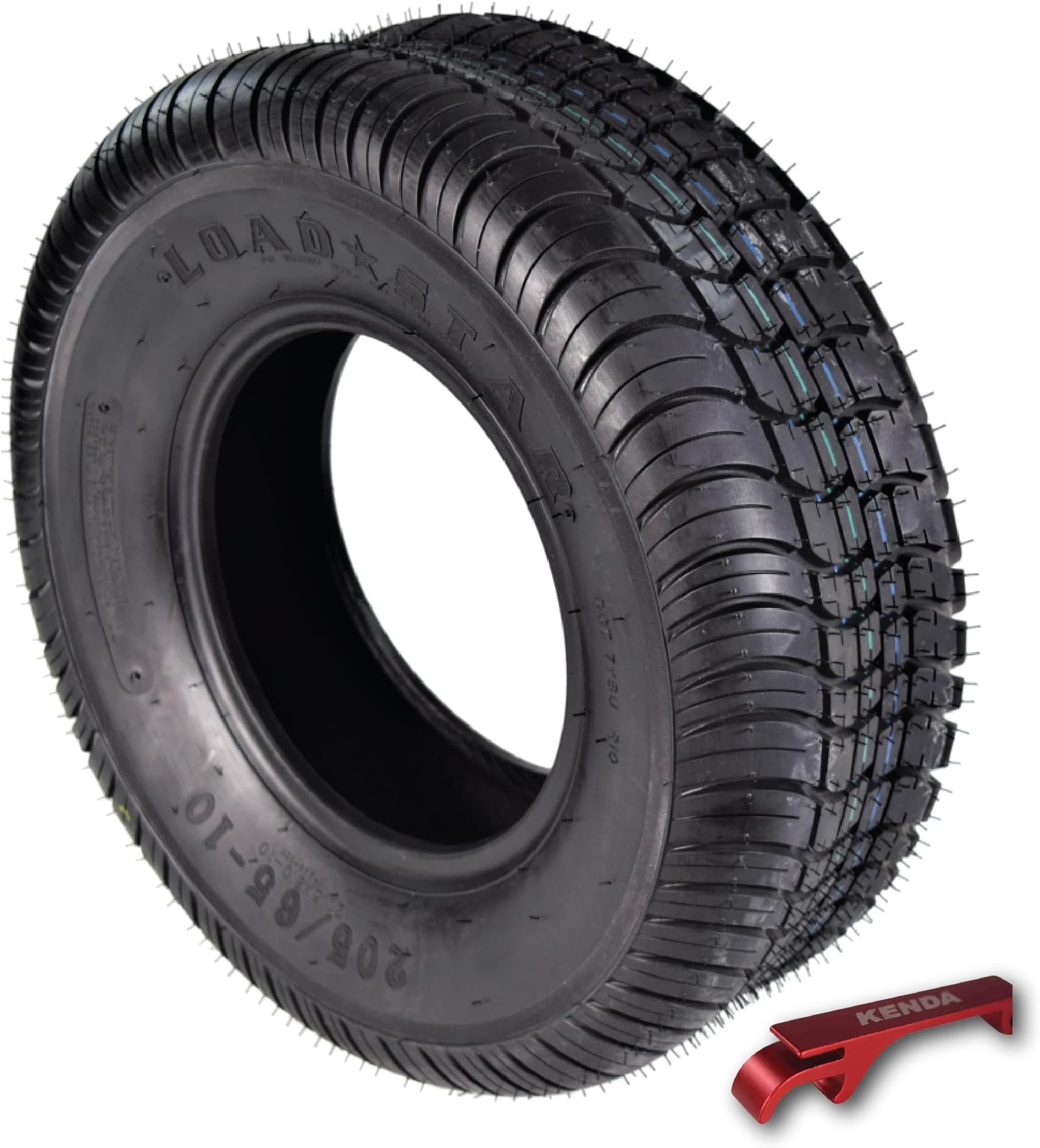 K399 205/65-10 Loadstar Trailer Tire Bias 4 Ply Tire for Superior Towing Performance with Enhanced Stability for Utility Trailers, Cargo Trailers, and Boats with Kenda Keychain