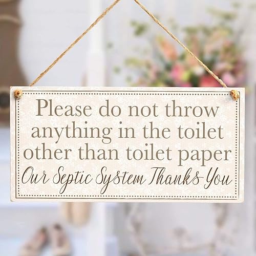 Miniatura 2 de Meijiafei Please do not Throw Anything in the Toilet Other Than Toilet Paper Our Septic System Thank You - Cartel de accesorios para colgar en el