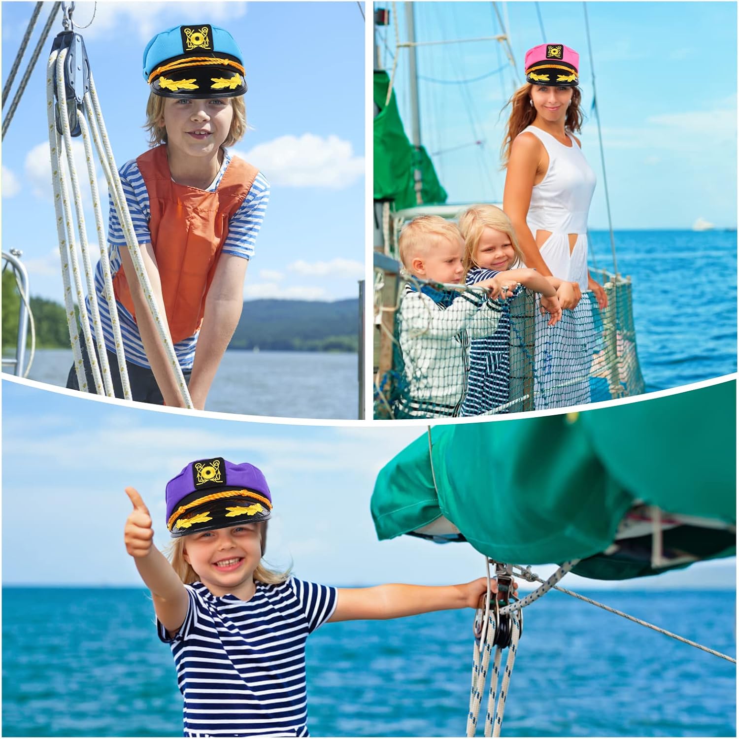 Sailor Captain Hats Golden Embroidery Boat Ship Sailor Hats Adjustable Navy Hats Colorful Yacht Sailors Hat Sea Caps