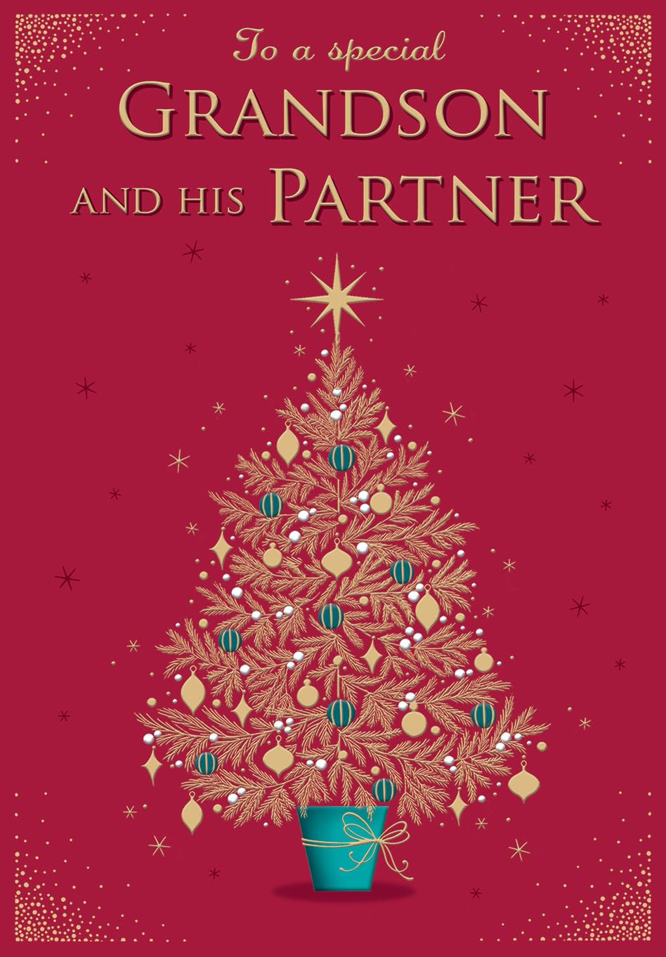 Piccadilly Greetings Christmas Card To a Special Grandson & Partner Foil tree - 9 X 6 inches