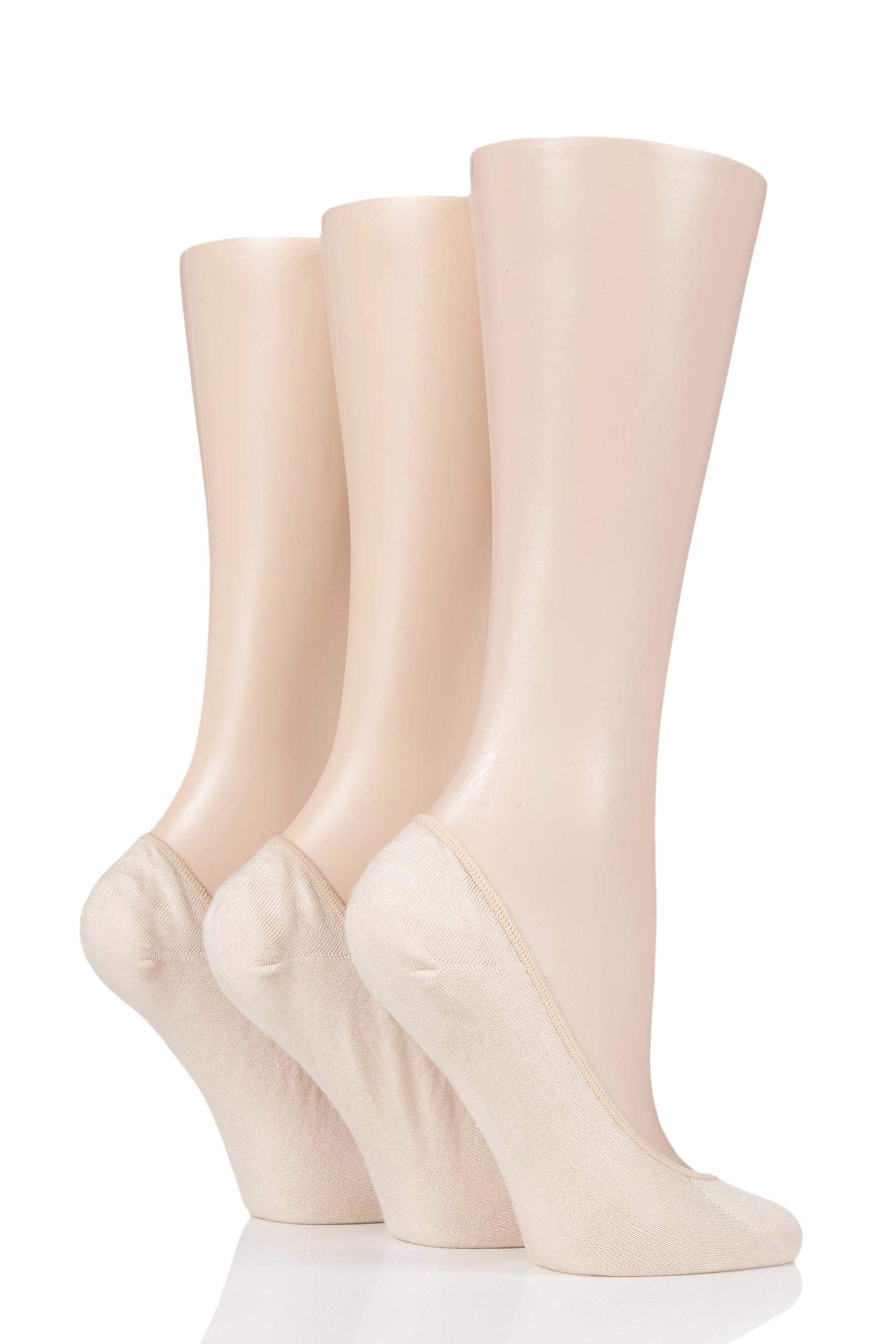 Sockshop Women's Natural Plain Bamboo Shoe Liners Pack Of 3 4-8