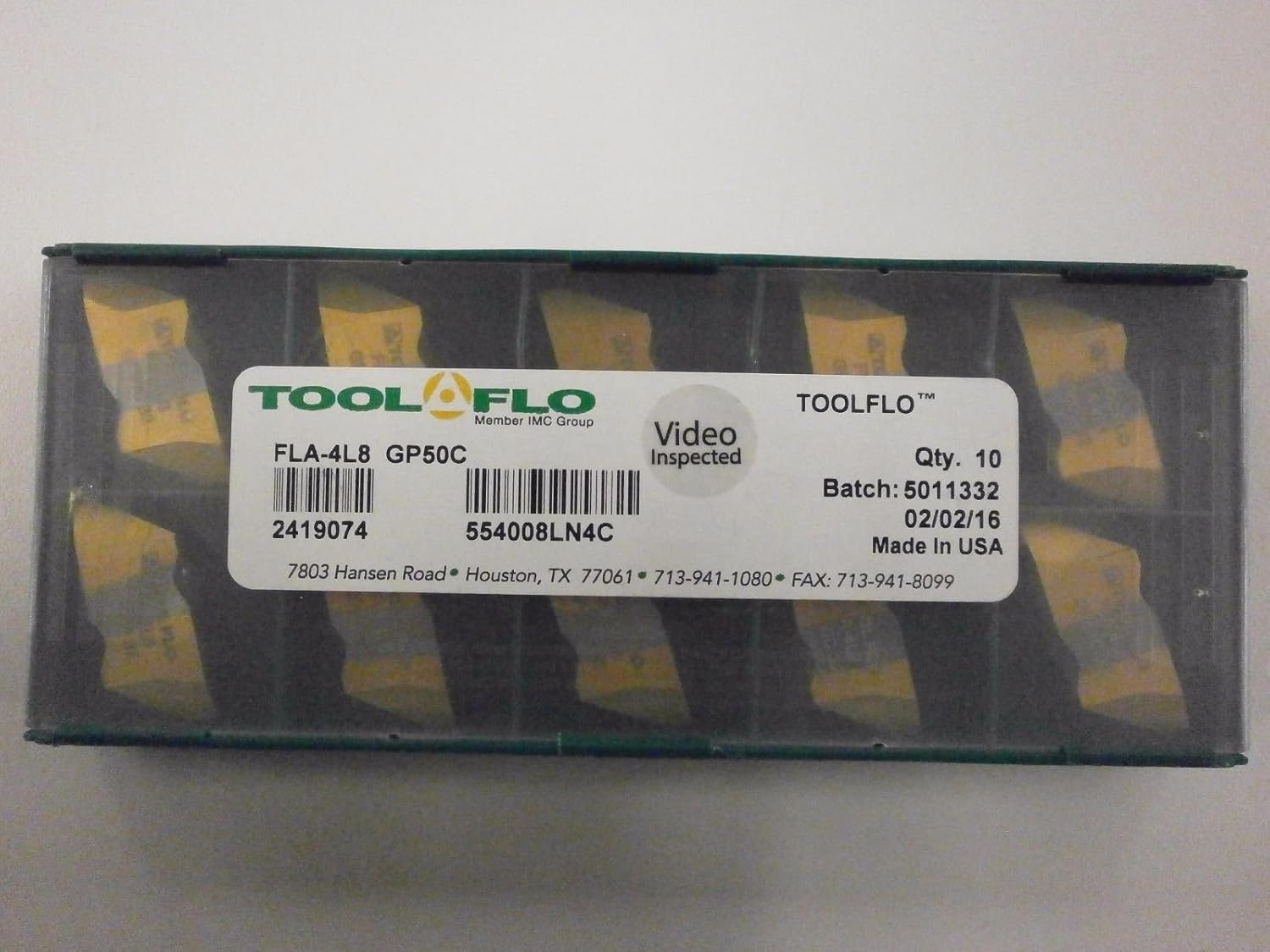 10pc) ToolFlo FLA 4L8 GP50 Top Notch Carbide Acme Threading