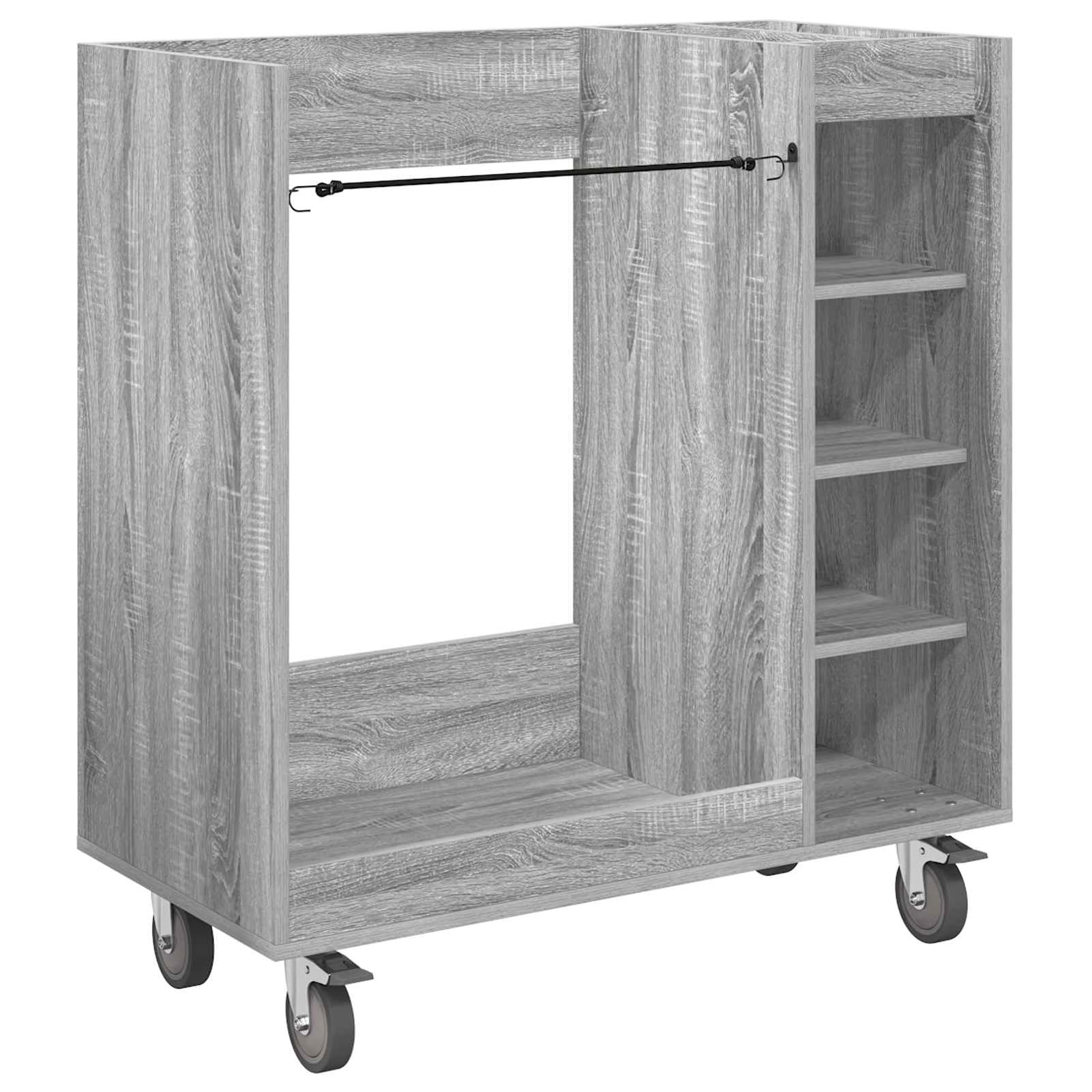 Gecheer Golfschrank, freistehend mit Rädern, Grau Sonoma, 90 x 45 x 98 cm, Holz, Regale für Garage, Aufbewahrung, Golfzubehör