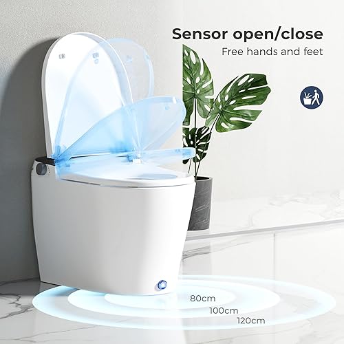 Miniatura 2 de Inodoro inteligente con bidé integrado, inodoro de una pieza para baño, inodoro de bidé moderno con descarga automática, agua tibia, secadora,