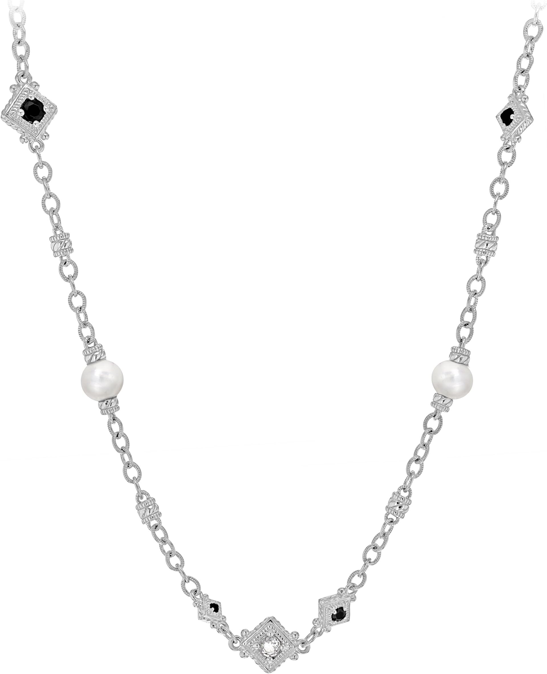 JUDITH RIPKA Women's "Renaissance" 925 Sterling Silver White Fresh Water Pearl Necklace of Length 41.5cm
