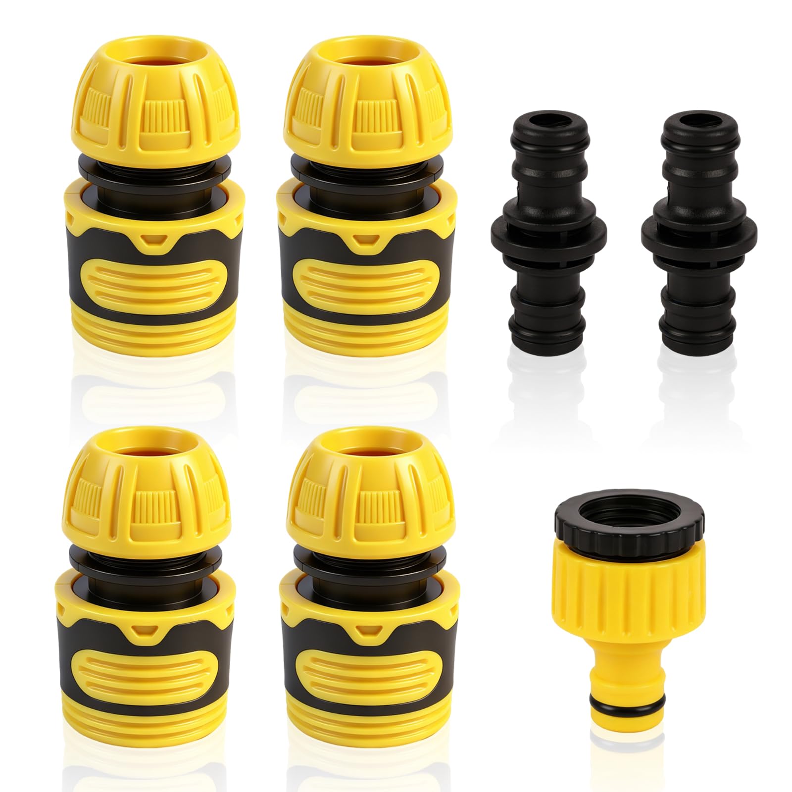Garden Hose Connector Set | 4 PCS Hose End Quick Connector 2 PCS Double Male Hose Connectors and Hose Tap Connector | Hose Pipe Connectors for Garden