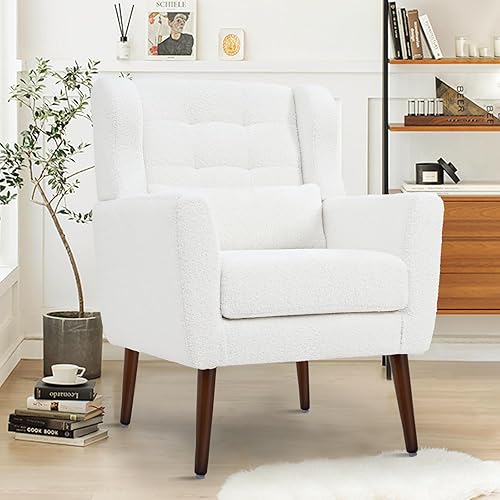 Miniatura 25 de cinkehome Sillas decorativas con brazos para sala de estar, sillón moderno tapizado en chenilla, cómoda silla de salón acolchada y suave para Verde