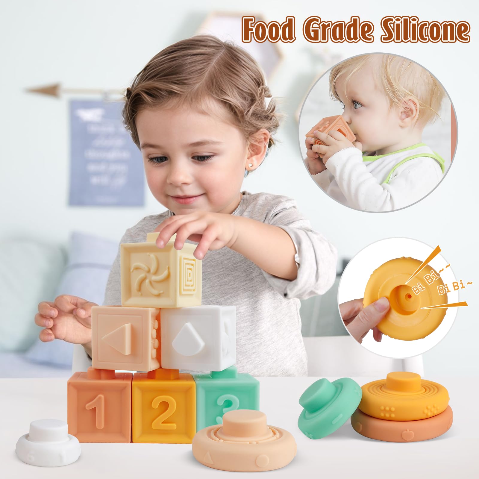 Musikinstrumente für Kinder Holz Montessori Instrumente Musikinstrumente Baby Percussion-Instrumente Musikspielzeug-Set für Kleinkinde (Natürlich)