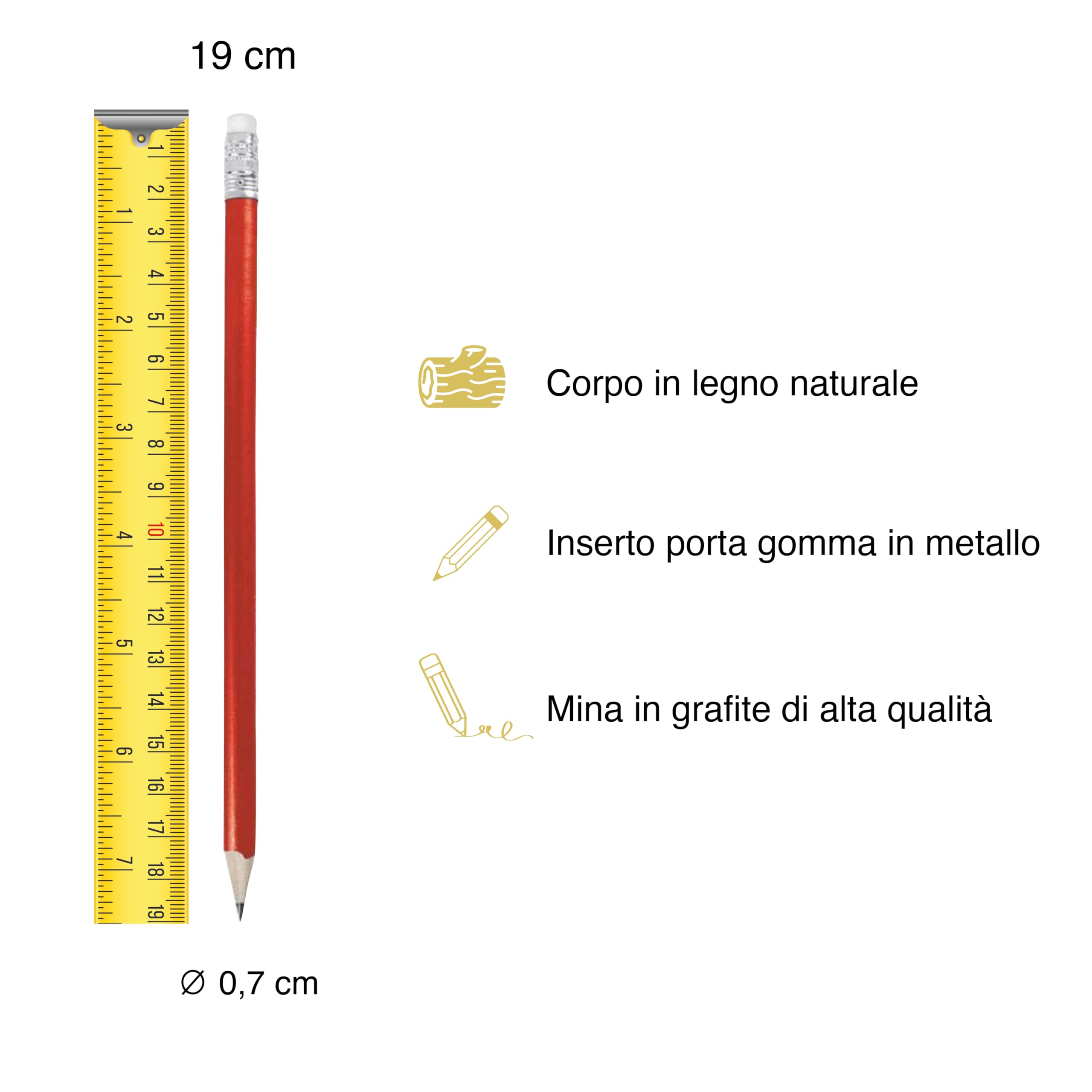 Matite Eleganti Personalizzate con Stampa Nome Logo Testo per Gadget Matrimonio Eventi Fiere Aziende Idea Regalo Laurea, Natale (30 Pezzi, Rosso)