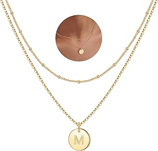 IEFWELL Stocking Stuffer for Teen Girls Women - Necklaces for Women Girls, 14K Gold-Plated Double Side Engraved Hammered Coin Necklaces, Layered Necklace Jewelry Pendant Gifts for Teen Girls Kids