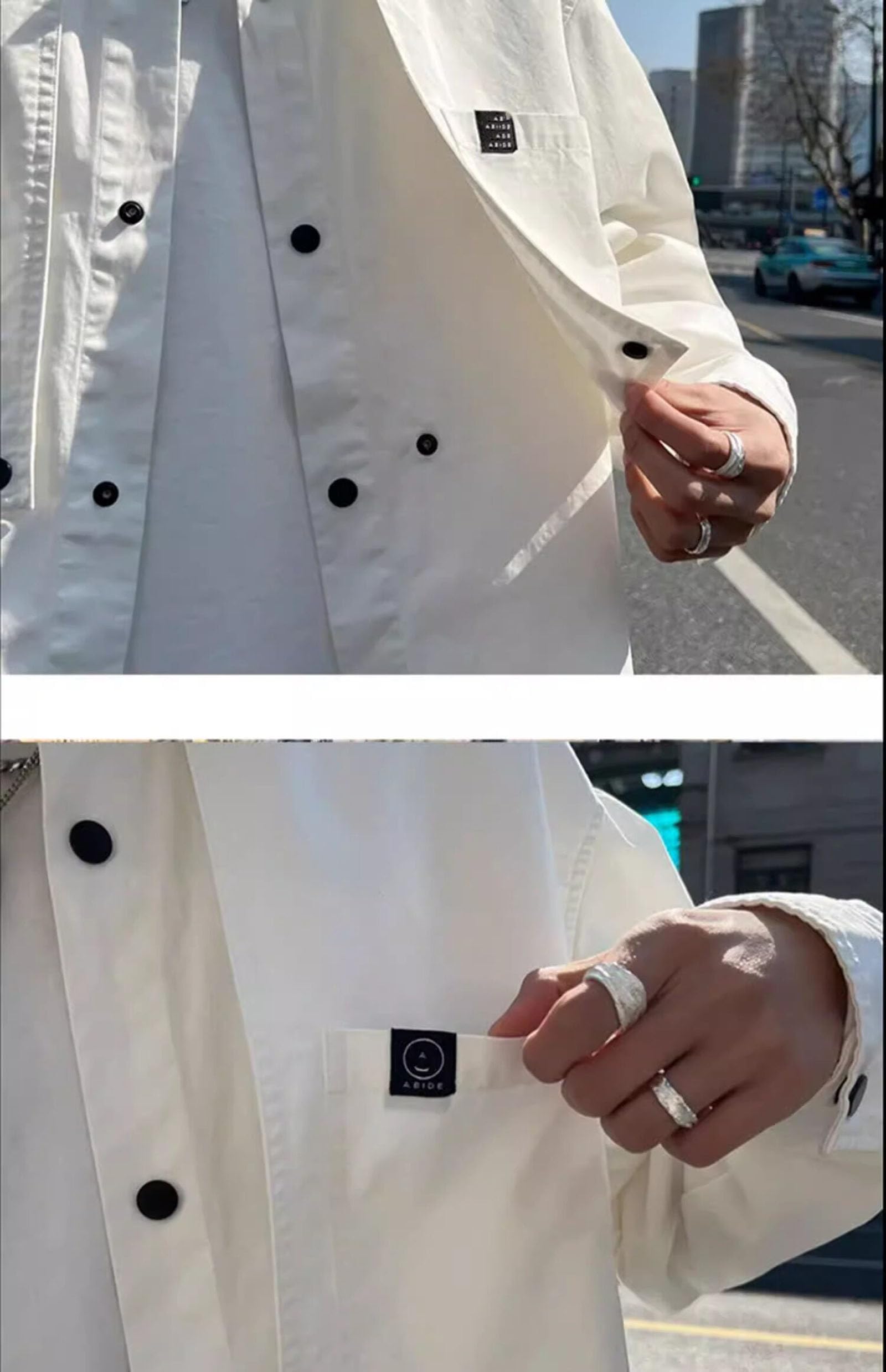 Camicia da lavoro da uomo a manica lunga in cotone, casual, taglio ampio, con bottoni e 2 tasche