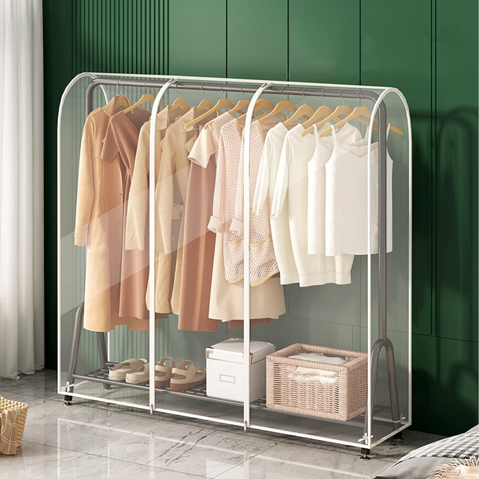YEQING Funda Transparente para Perchero, Funda para Perchero con Cremallera, Bolsas para Guardar Ropa, Perchero con Funda(180x50x150cm)