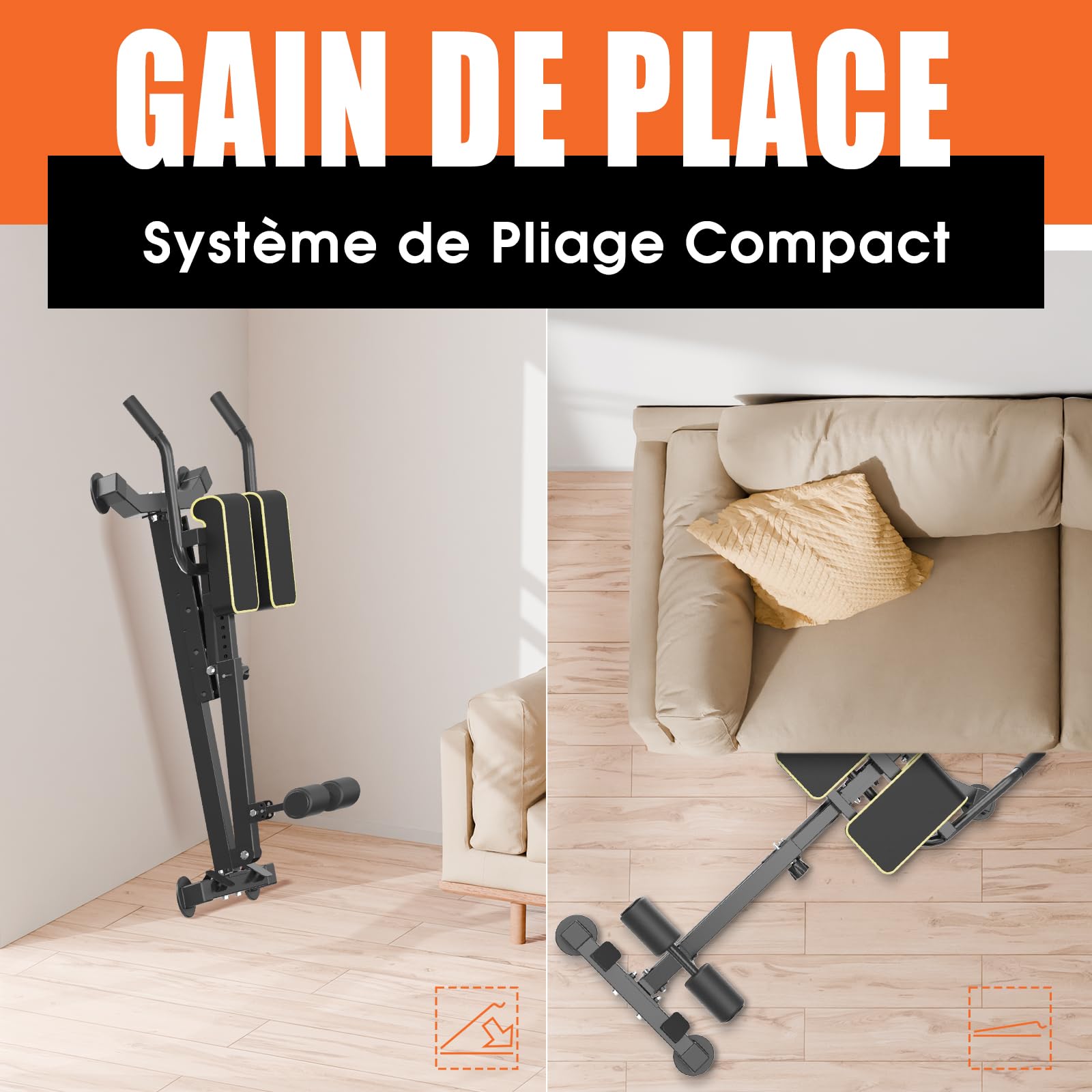 DH FitLife Chaise Romaine 5-en-1 Pliable, Banc d’Hyperextension Réglable jusqu’à 150 kg, Banc Lombaire et Abdominaux, Banc de Curl Multifonction