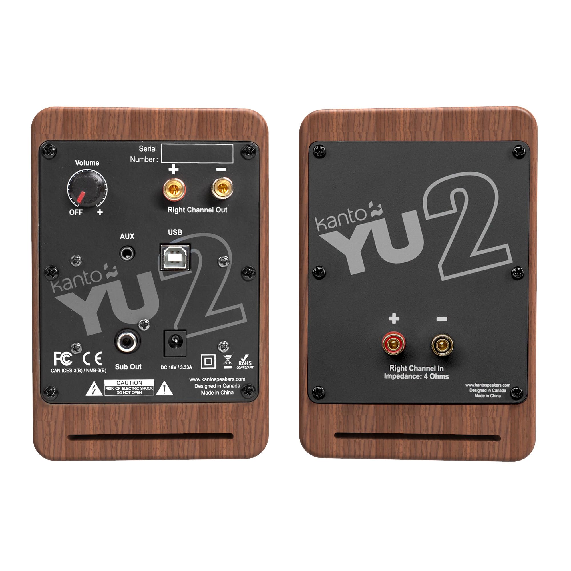 Kanto Enceintes Actives HiFi Bluetooth YU4 Noyer Vendues par Paire
