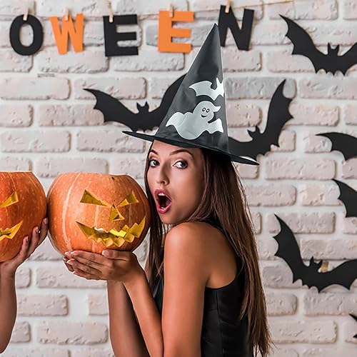 Miniatura 3 de Decoración para fiestas de Halloween, sombrero de bruja puntiagudo, sombrero de bruja negro grueso, sombrero de bruja de Halloween, evento Horizon