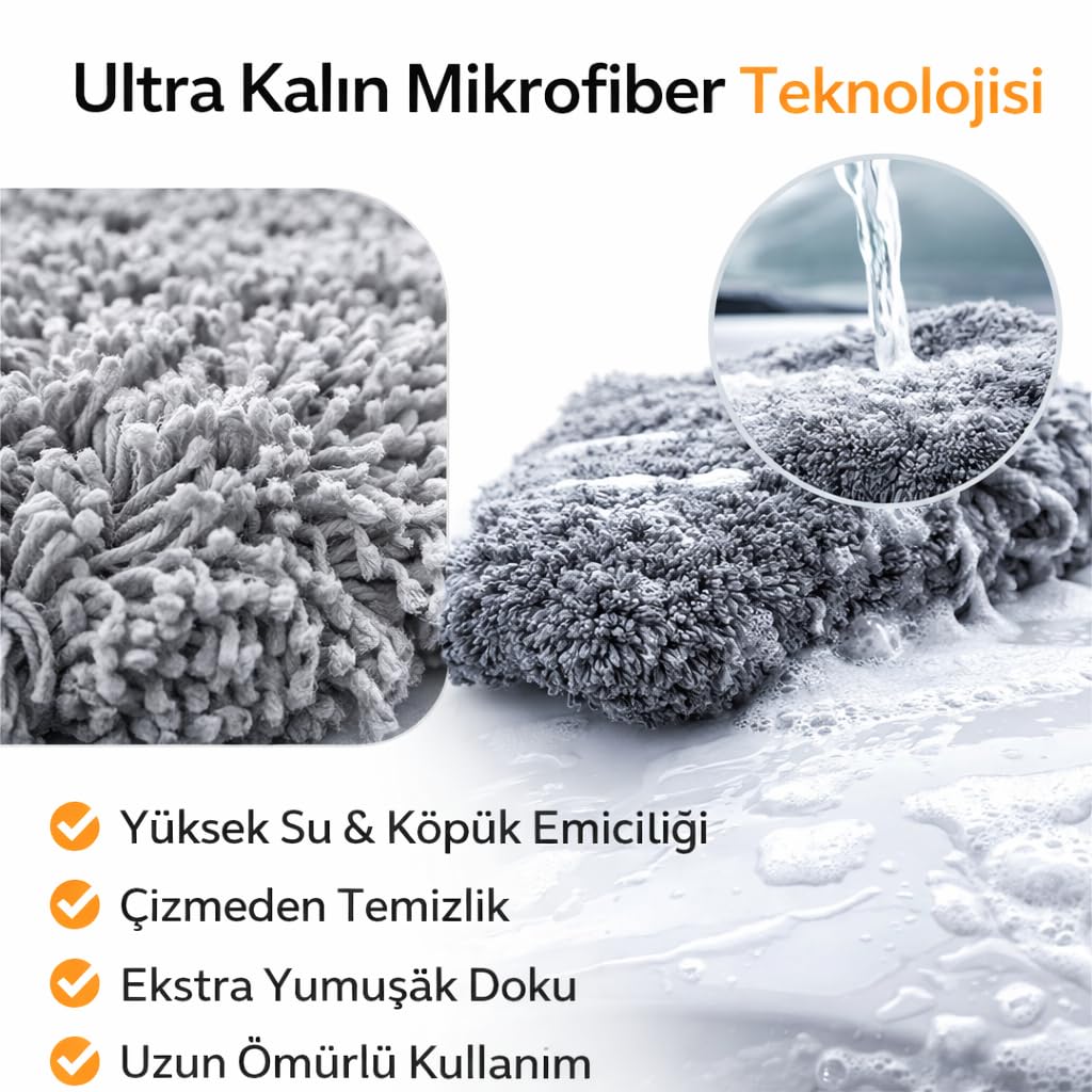 SOGUD Mikrofiber Araç Yıkama Pedi – Kalın ve Yumuşak Oto Temizlik Süngeri, Çizmez Yüzey, Yüksek Emici Detailing Bezi, Araç, Cam, Jant ve İç Temizlik İçin Çok Amaçlı Kullanım