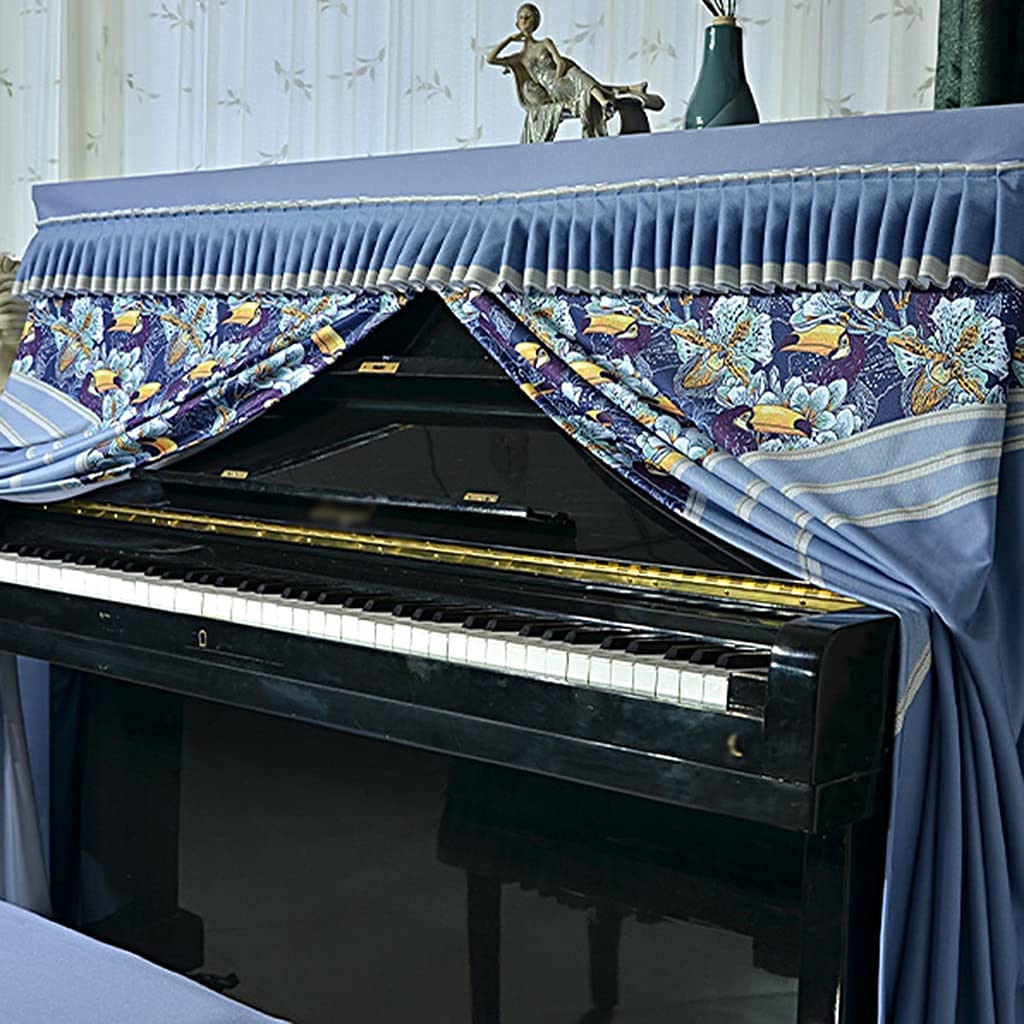 Copertina per pianoforte verticale, For la casa, copertura protettiva completa, plissettata, decorativa, artigianale, for pianoforte(Blue,153 * 34 * 120cm+36 * 76cm)