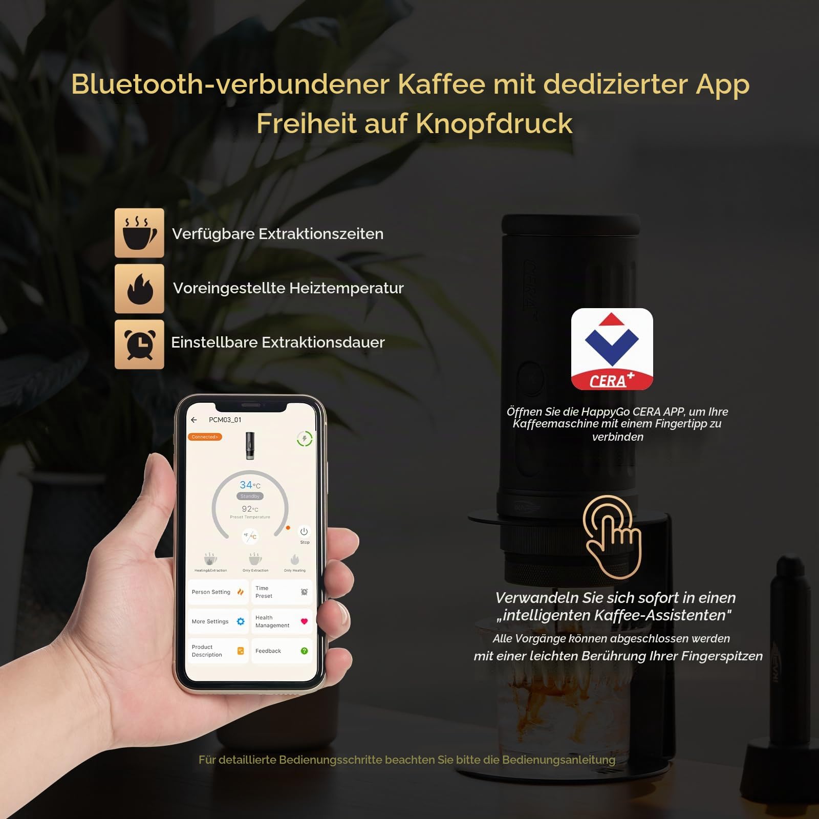 IKAPE KAPO K2 Pro Tragbare Espressomaschine mit Bluetooth-App-Verbindung und 58-mm-Siebträger bodenlos, elektrische Kaffeemaschine mit 20 Bar Druck, für Zuhause, Reisen und Camping