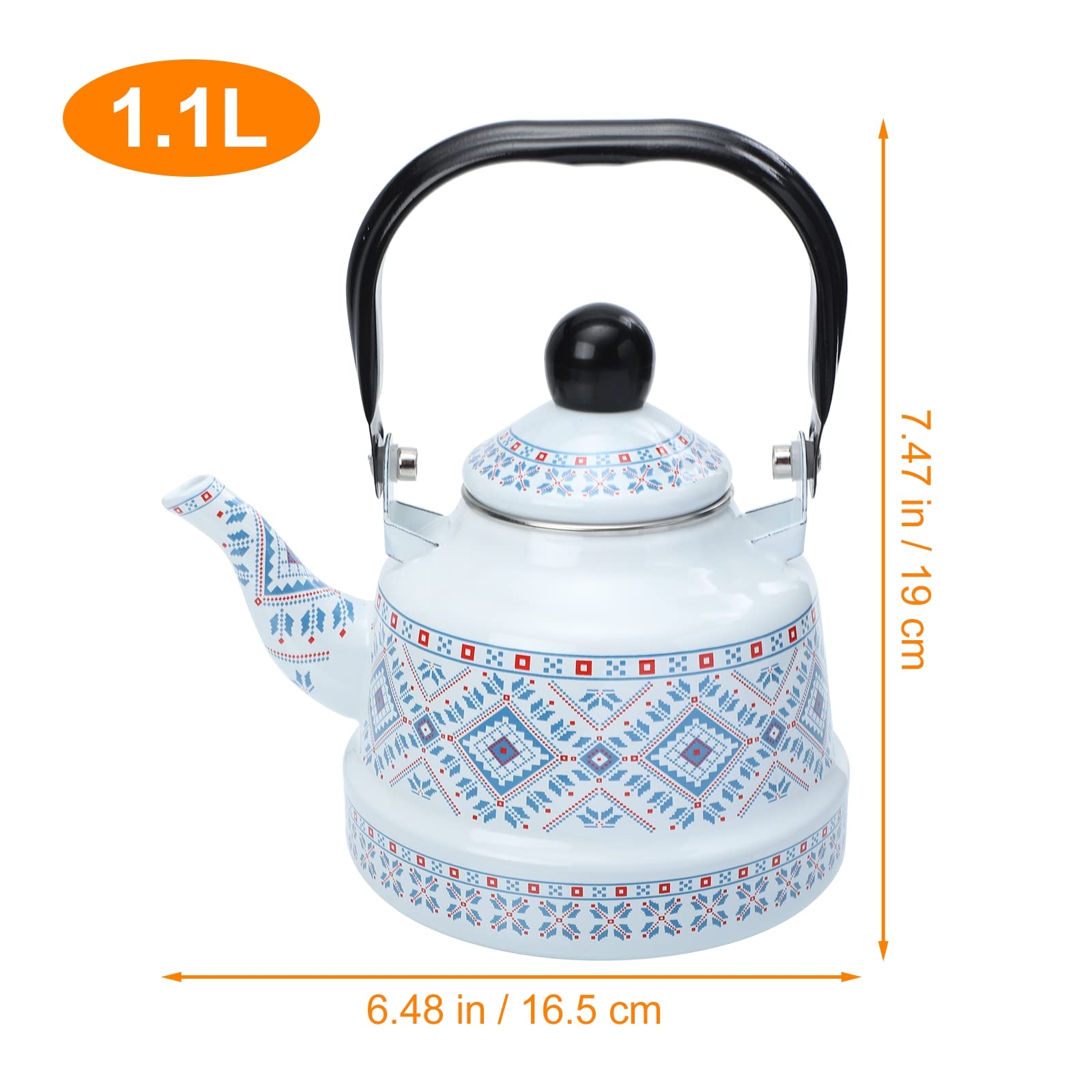 Housoutil Tetera Doméstica Esmaltada de 1.1l Cuerpo de Acero Inoxidable, Diseño Elegante y Fácil de Llenar para Uso la Casa la Cocina