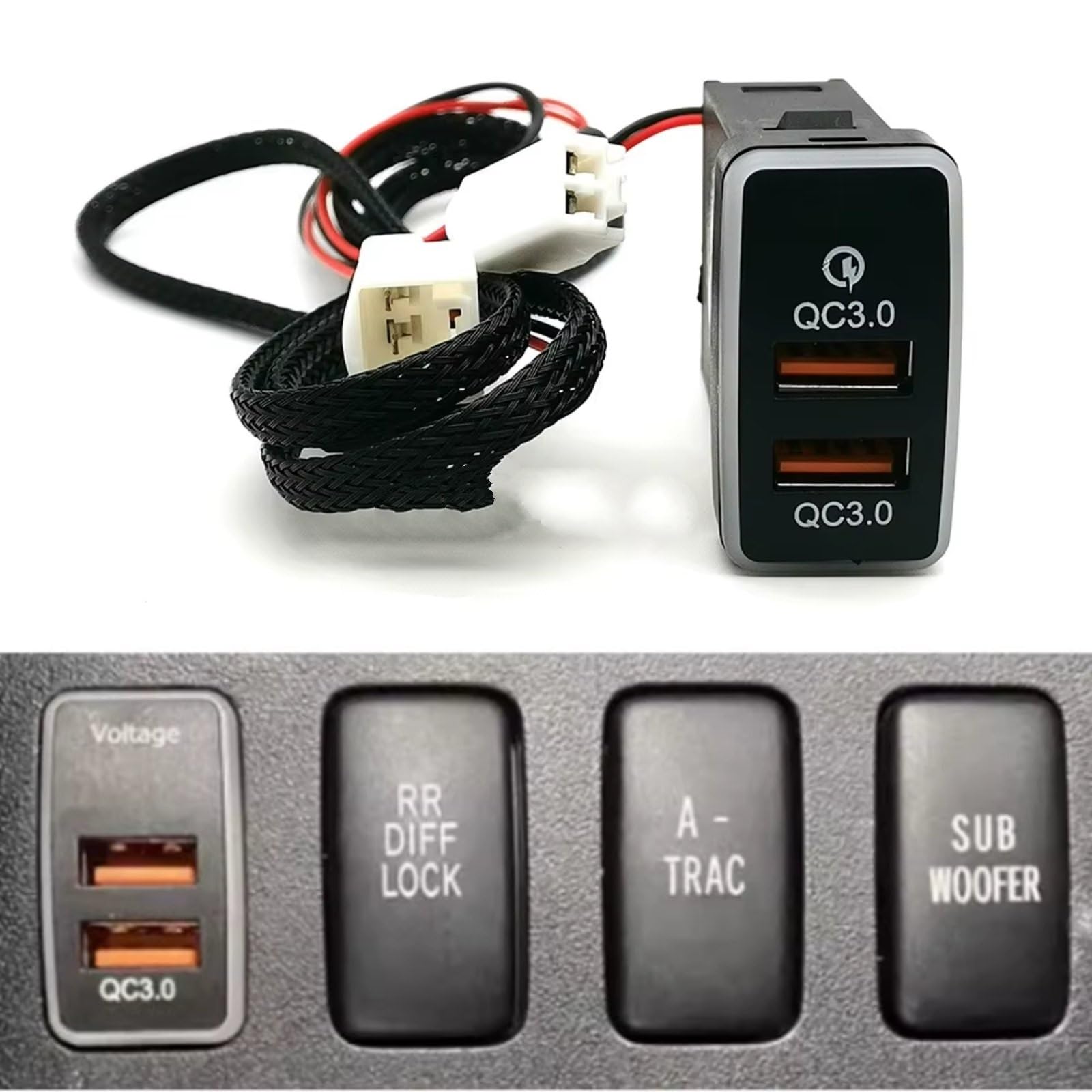 Prise USB Auxiliaire Compatible Avec Toyota Pour FJ Cruiser Pour LC120 Voiture Double Prise QC3.0 Rapide Téléphone Adaptateur Chargeur Interface USB AUX voiture