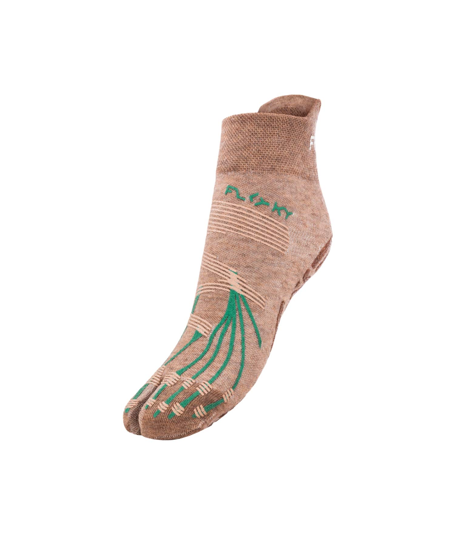 FLOKY, Sensitive Yoga-Socken mit separatem Licht, geeignet für Aktivitäten ohne Schuhe wie Yoga, Yin Yoga, Power Yoga und Ashtanga, rutschfeste Socken aus Eukalyptusfaser, hergestellt in Italien S beige