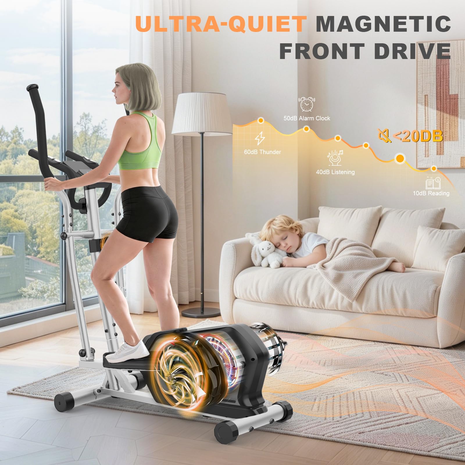 Ellittica da Casa, Ellittica Professionale con 16 Livelli di resistenza, Sensore di pulsazioni,Monitor LCD, Attrezzi Palestra Casa Magnetica con Bluetooth e App, Ellittiche per fitness e sport