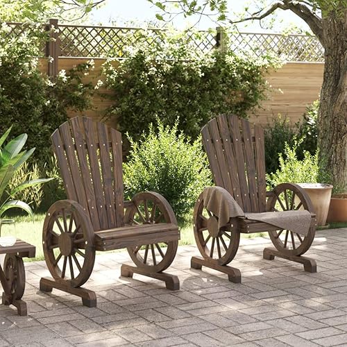 Miniatura 3 de Garden Adirondack Chair Set of 2 Burnt Wood Solid Fir Wood Medium, Ergonomic Outdoor Seating with Wide Armrests for Patio Garden Balcony, Durable