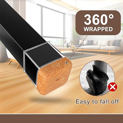 Miniatura 10 de 20 protectores de suelo para patas de silla para suelos de madera dura, deslizadores de muebles de goma negra con fieltro, fundas de silicona para