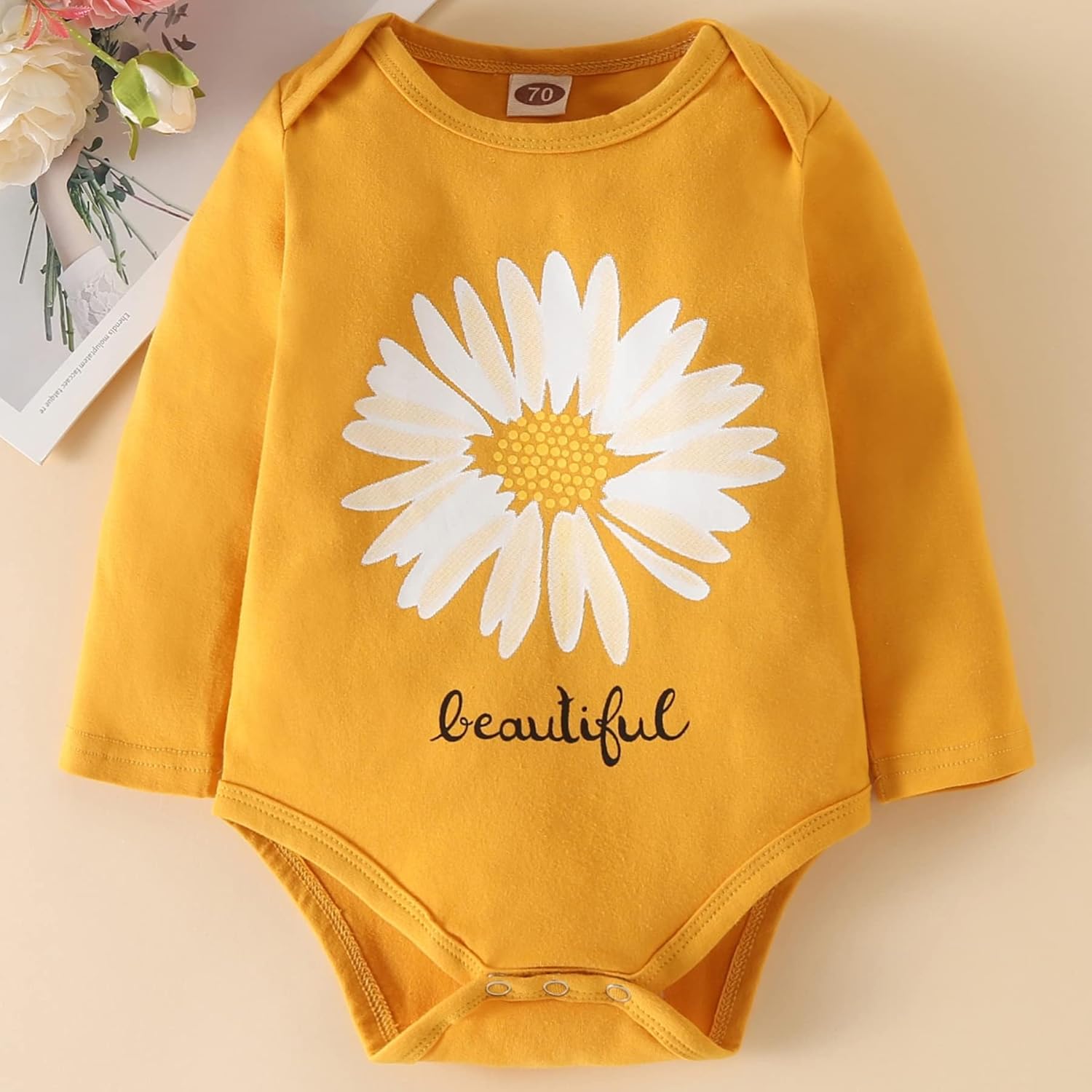 Fullfamous Baby Girl's 3pc Frill Long Sleeve Romper and Pant Set - Image 4