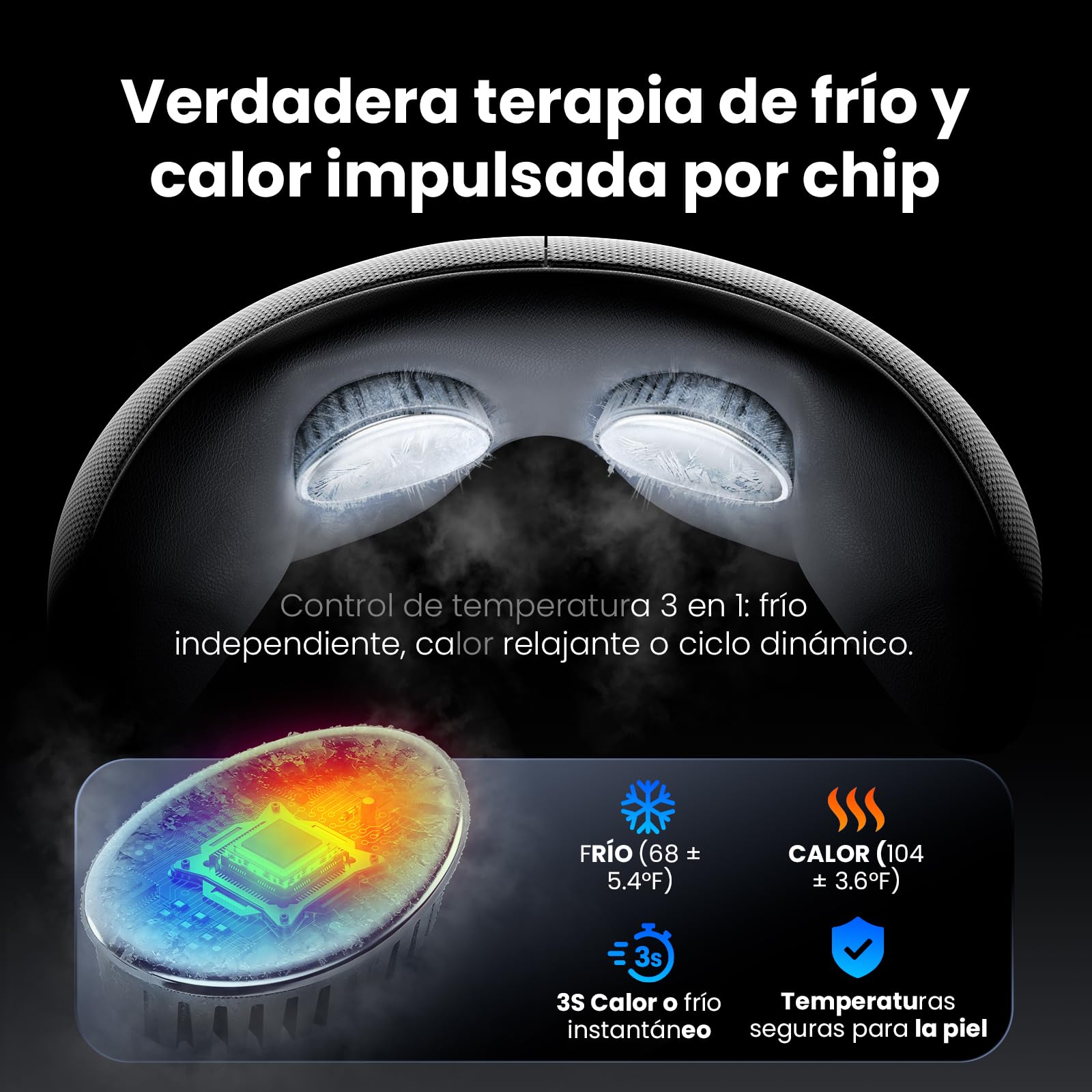 BOB AND BRAD EYEFLOW Masajeador de Ojos con Calor y Frío, Máscara Ocular de Compresión Fría de Semiconductores para el Alivio de la Migraña, Ojos Secos y Ojeras, Regalo para Mujeres y Hombres