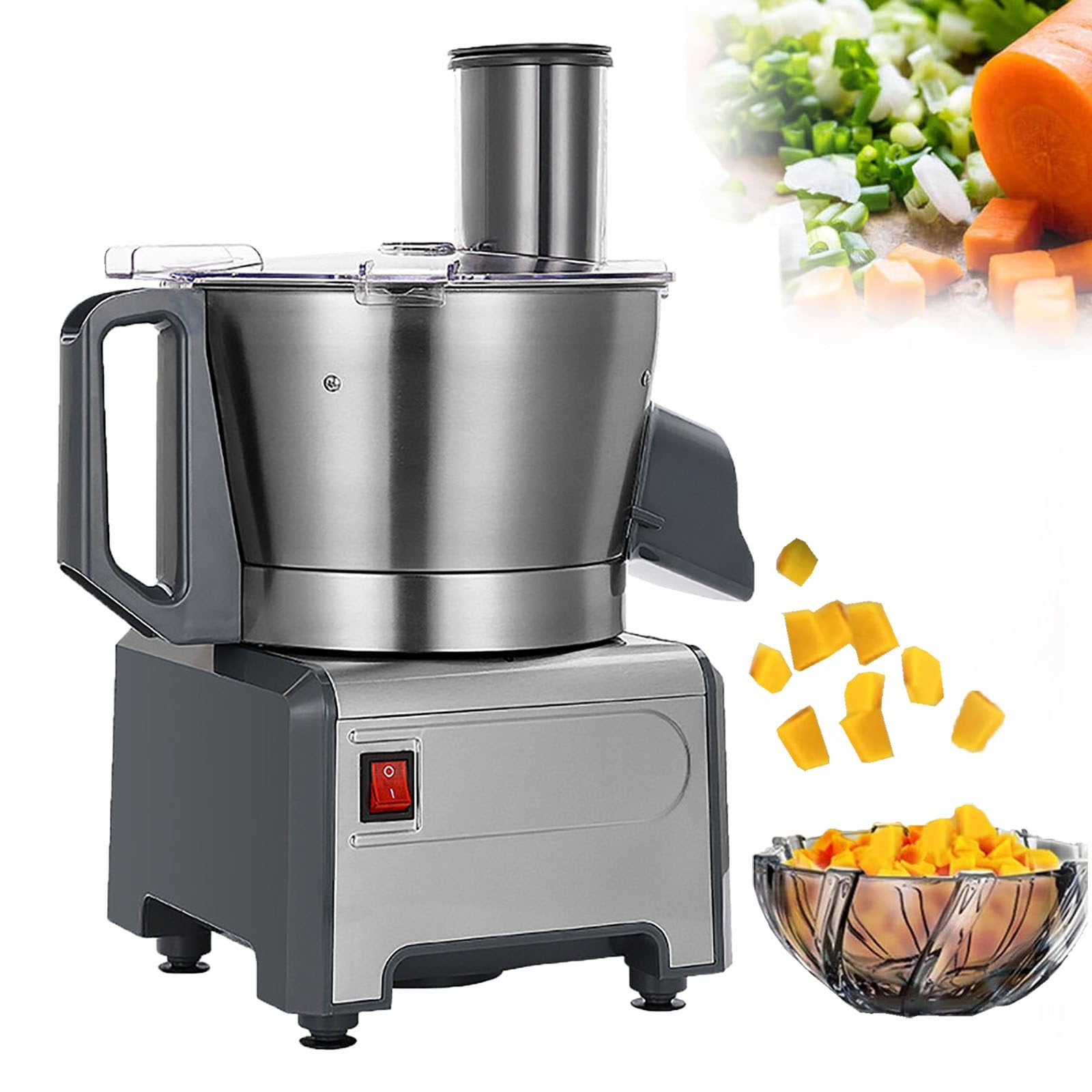 Rallador de Queso EléCtrico, MáQuina para Hacer Ensaladas con 3 Formas Diferentes de Cuchillas, Cortadora y Trituradora EléCtrica de 300 W, para Frutas, Verduras y Quesos