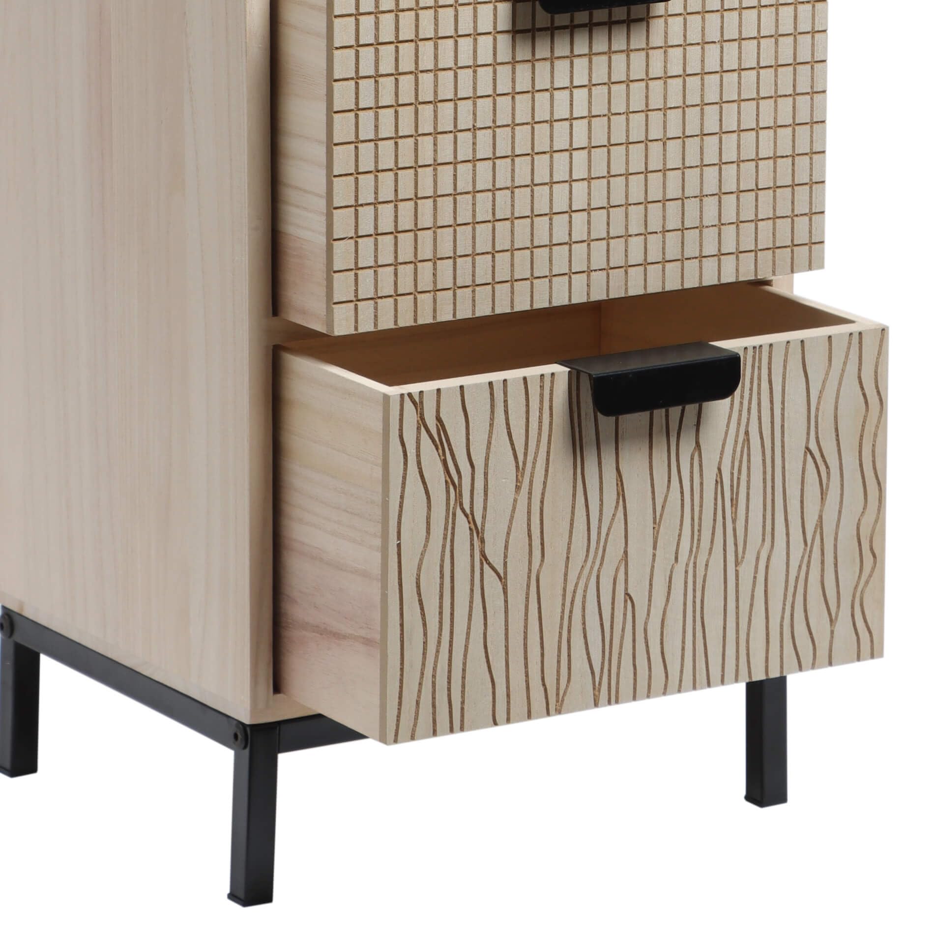 Rebecca Mobili Kommode mit 4 Schubladen, Mehrzweck-Kommode, Holz MDF Metall, Schwarz Braun, Industrieller Stil, Möbel für Zuhause - Maße HxBxT: 76 x 30 x 25 cm - Art. RE6906