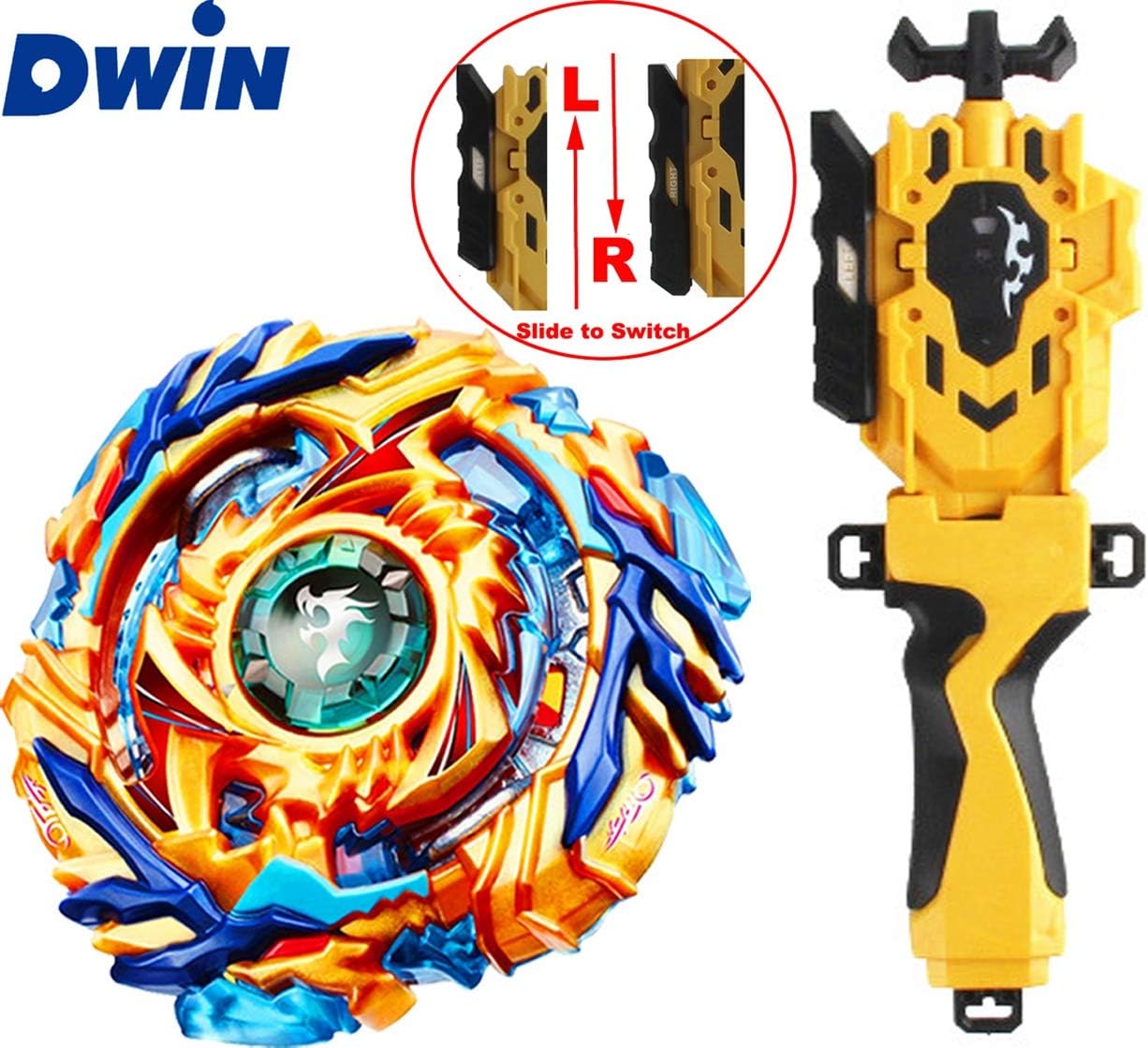 Gold LR Launcher Grip Bey Battle Set Bey Burst Blade Evolution God Bay Booster Left Right String Launcher Starter B-79 Buster Drain Fafnir.8.Nt.Op Game Bey Set Battling Tops Spinning Top Toy Boys Gift