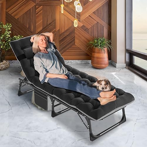 Miniatura 2 de ABORON Silla de descanso plegable 3 en 1, silla tumbona de carga de 500 libras, silla portátil ajustable para el hogar, jardín, playa, oficina,