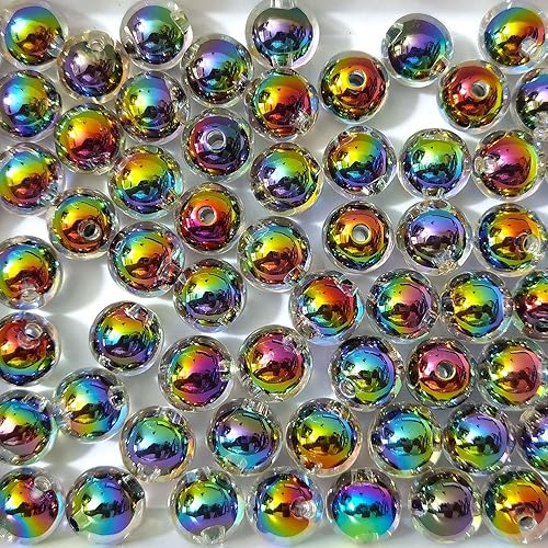 Miniatura 8 de Mixto Lots Brillante Gradiente Iredscent, cuentas de acrílico, cuentas de bricolaje, pulseras de banda para el cabello, collar artesanal