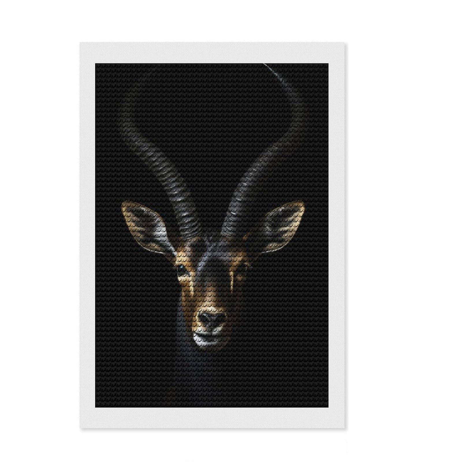 Junmoney Antelope Gold Dark Diamond Style Art Kit 8"x12", Gift Idea, for Beginners, Wall Art Gift, Fun Craft Activity, Winter Craft