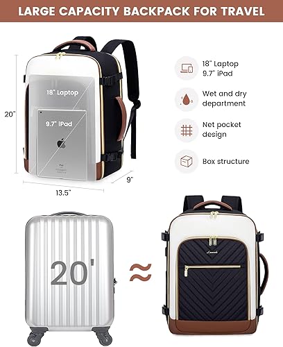 Miniatura 5 de LOVEVOOK Mochila de viaje grande, equipaje de mano para aviones, Mochilas de viaje