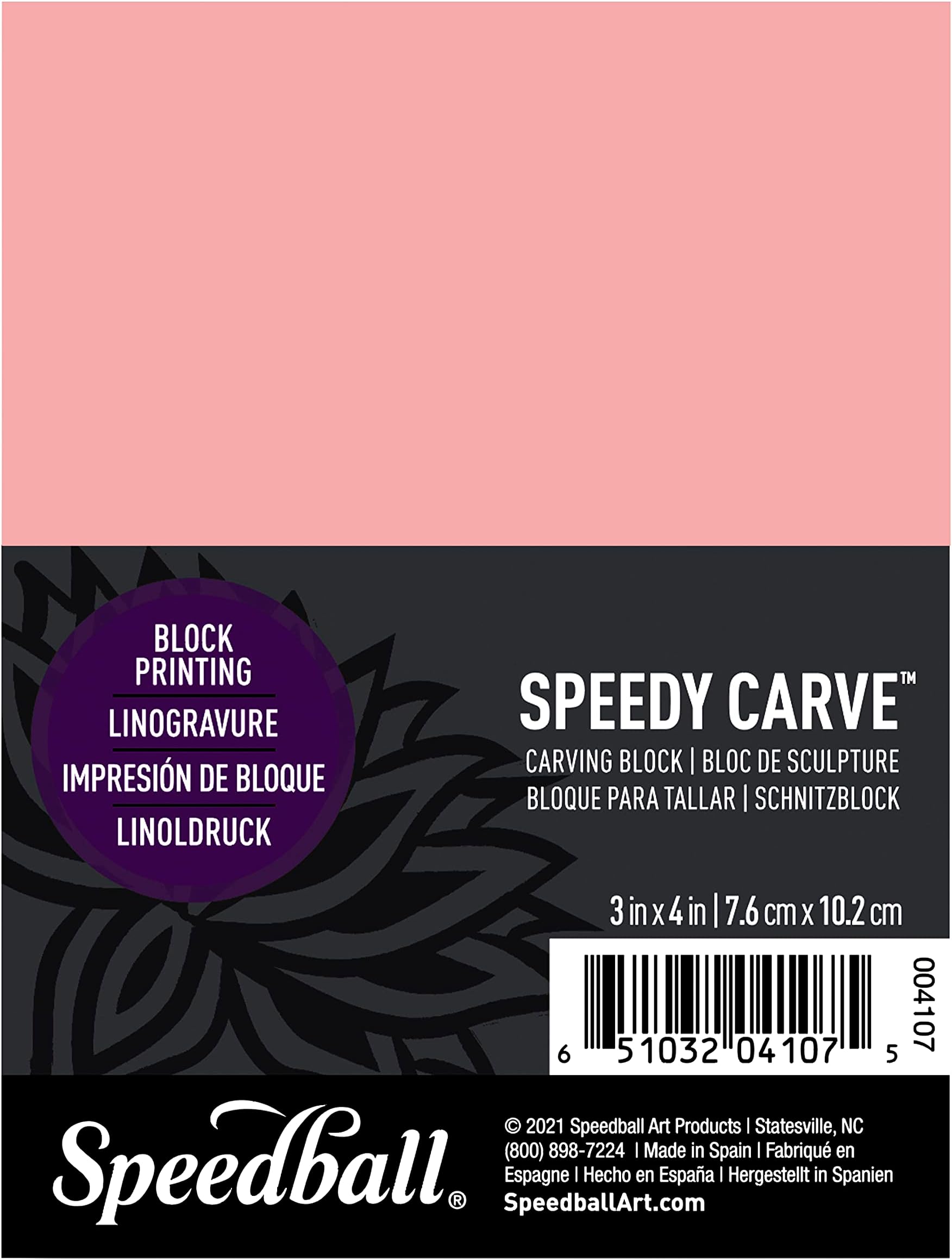 SPEEDBALL SPEEDY CARVE STAMP BLOCK ,Pink, 3 x 4 Inches, 4107