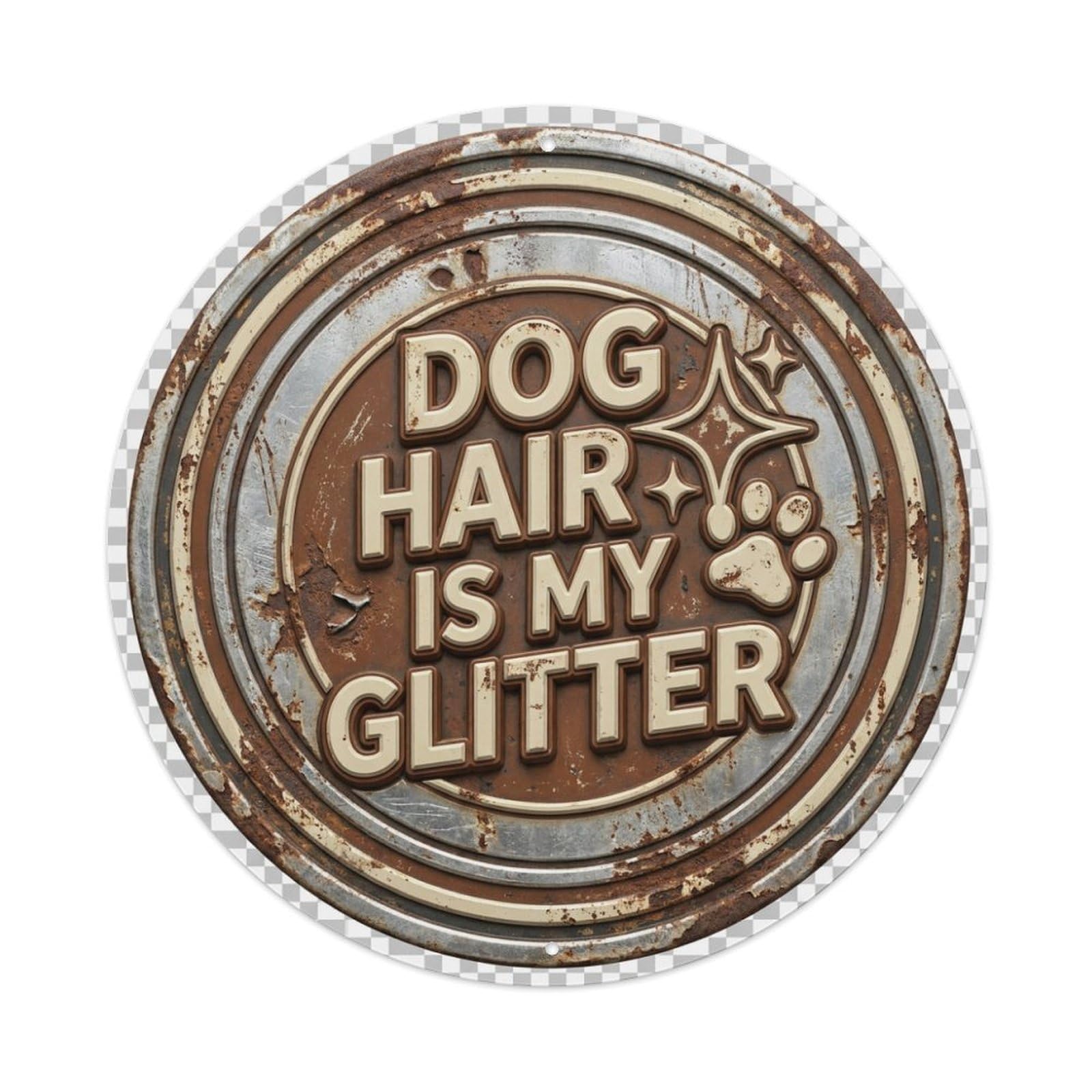 Dog Hair Accessory Retro Slogans Metal Tin Sign Plaque Wall Decor for Cafe, Club Bar, Office, Home Garden Round Metal Poster 8x8Inch