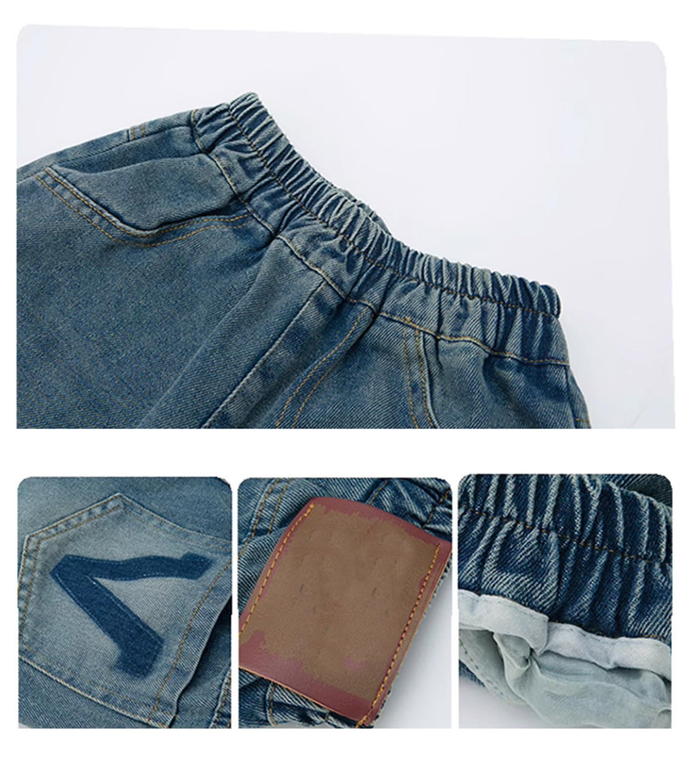 Short Baggy en Jean Adolescents Bermuda Denim Shorts Plat l’Avant Tissé Confortable et Respirant avec Taille Lastique Running Ado Garcon 4-14 Ans
