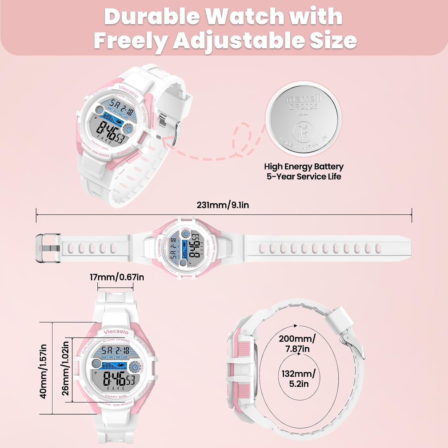 Kids Digital Watch for Boys Girls, Waterproof LED Colorful Lights Sports Watch Suitable for 5-17 Years Old Teenagers (with Gift Box)