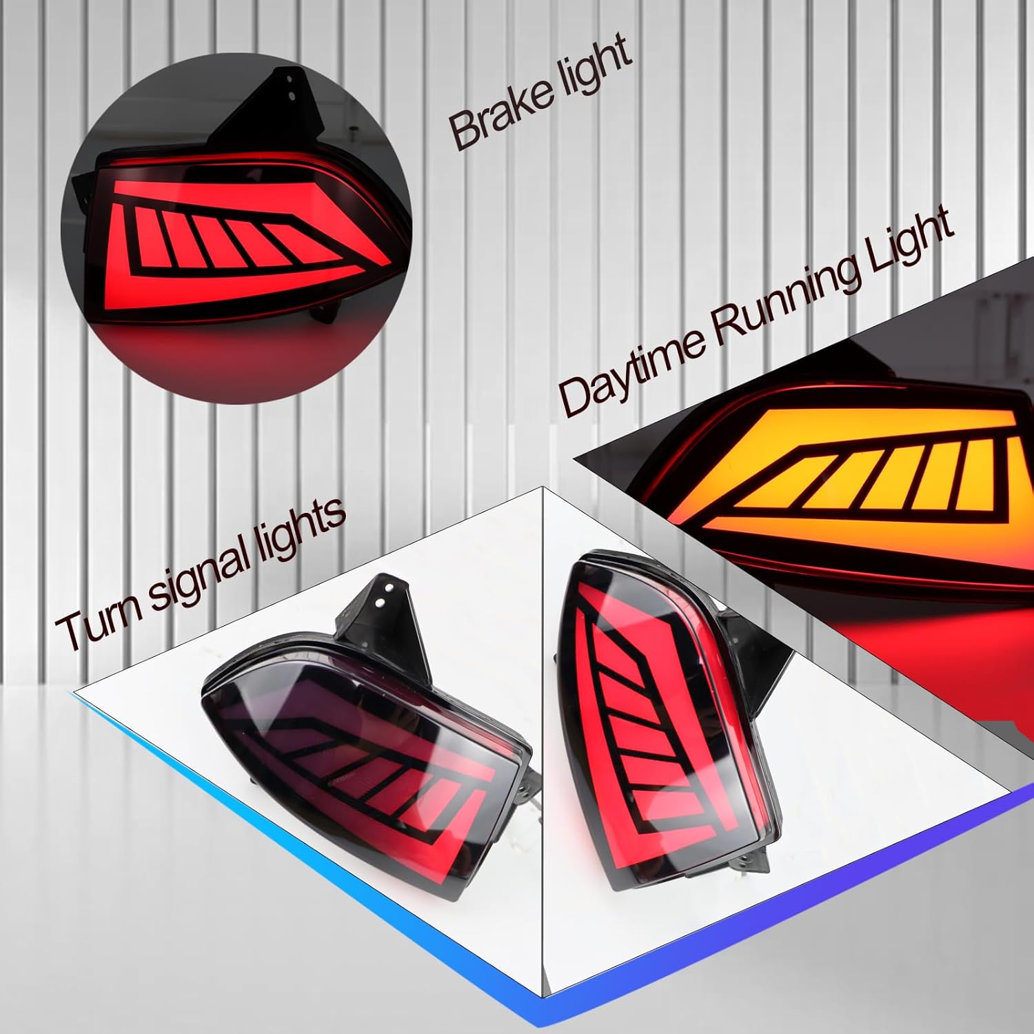 LED Rear Bumper Reflector Light Fog Tail Lamps Compatible with Honda Pilot 2019-2022 EX EX-L Touring DRL Turn Signal (Smoked)