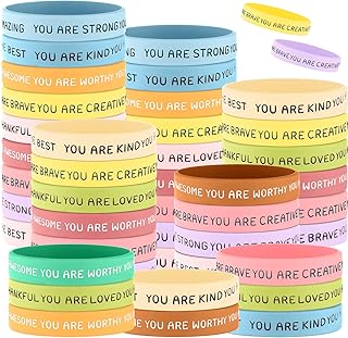 Roowest 120 Pcs Motivational Wristbands Bulk for Student Inspirational Rubber Bands Stretch Affirmation Silicone Bracelet Halloween Class Prizes Teacher Gifts for Kids Christmas(Fresh Color)