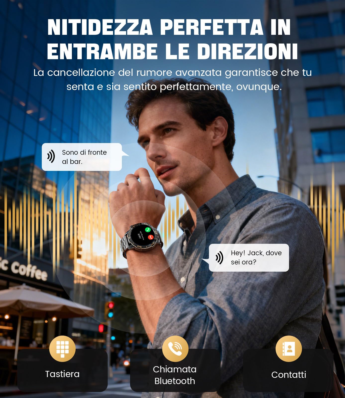 Smartwatch Uomo, 1.43"AMOLED Smart Watch con Chiamata Bluetooth, 170+ Modalità Sportive, IP68 Impermeabile, Sonno Cardiofrequenzimetro, 800mAh Batteria per Android iOS (Nero)