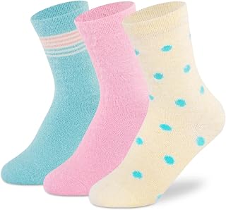 Supersox Regular Length Cute Fuzzy Thermal Control Socks for Girls, Breathable, Anti Odour & Moisture Absorbent - (Pack Of 3) Price In India