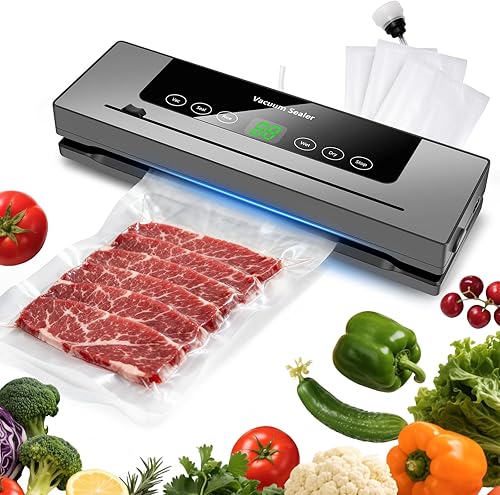 Máquina selladora al vacío para alimentos Barra de sellado extra larga de 12.6 in Potente succión de -65 kPa Modos secos y húmedos Cortador