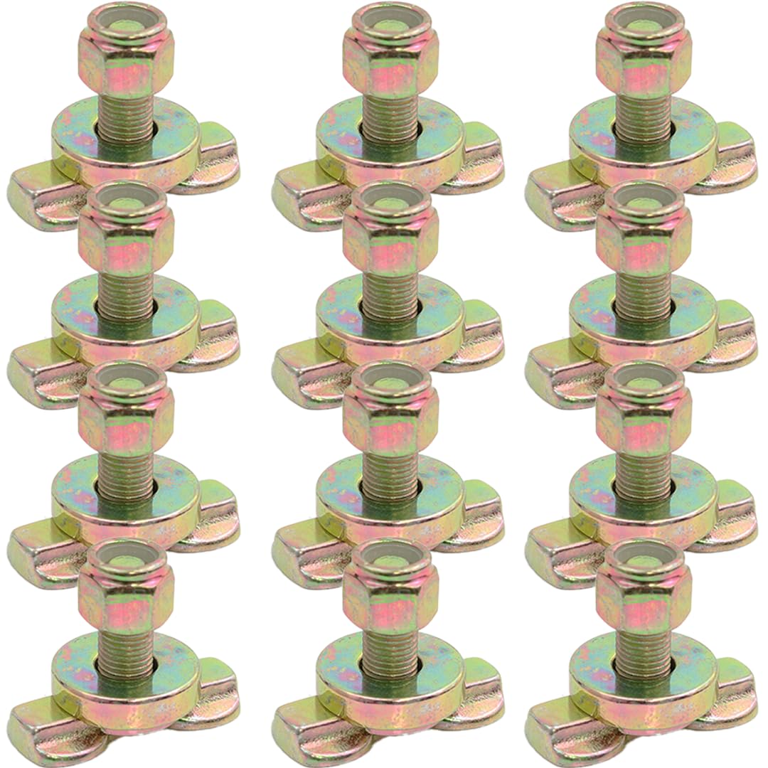BoxerTool L Track Double Lug Threaded Stud Fitting (12 Pack), L Track Tie Down Accessories Bolts – for Truck Bed, Trailer, Pickup, RV, Garage, ATV