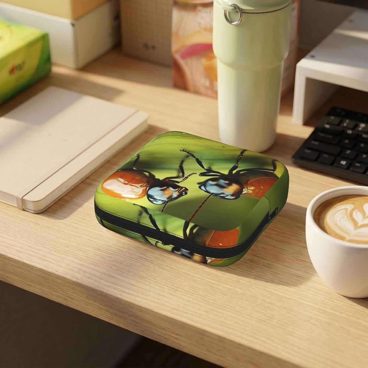 Women Period Bag Pouch For Girls Sanitary Napkin Storage Bag Portable Insects Love Period Pad Pouch Small Make Up Bags Tampon Holder For Purse Travel Daily Use image 5